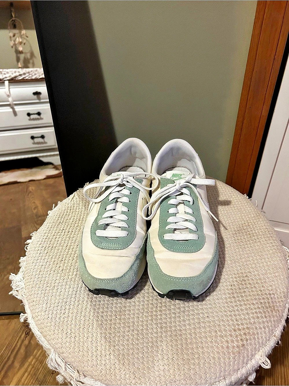 Green & Ivory Nikey Daybreak Sneakers